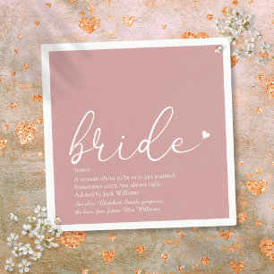Bride Definition Bridal Shower Blush Pink Script Napkins