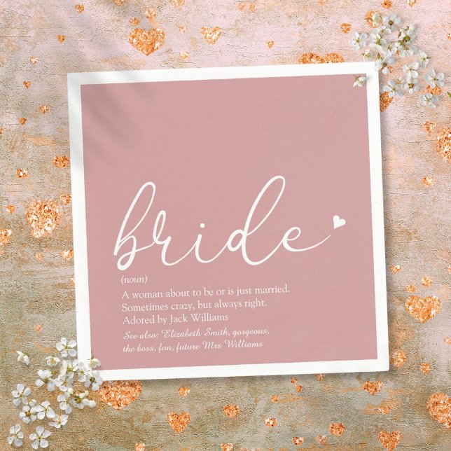 Bride Definition Bridal Shower Blush Pink Script Napkins (Bride Definition Bridal Shower Blush Pink Script Napkins)