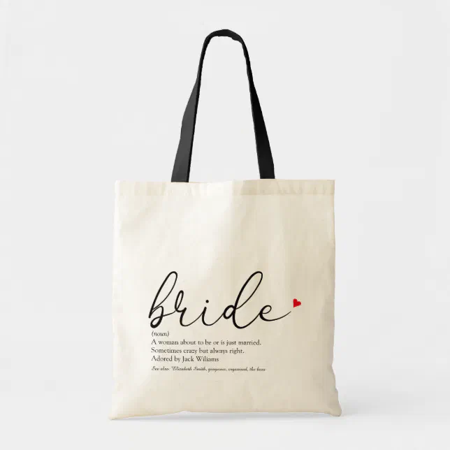 Bride Definition, Bridal Shower Elegant Script Tote Bag | Zazzle