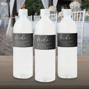 Bride Definition Bridal Shower Elegant Script Water Bottle Label