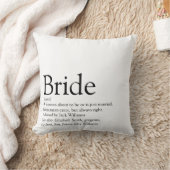 Bride Definition Bridal Shower Modern Typographic Throw Pillow (Blanket)