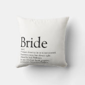 Bride Definition Bridal Shower Modern Typographic Throw Pillow (Back)