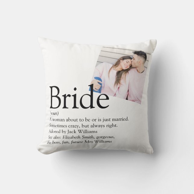 Bride Definition Bridal Shower Photo Throw Pillow (Front)