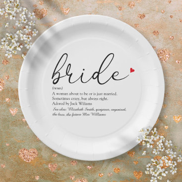 Bride Definition Bridal Shower Script Modern Paper Plates