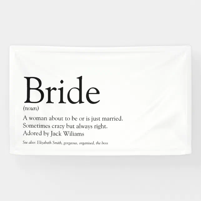 Bride Definition, Bridal Shower, Wedding Banner Zazzle