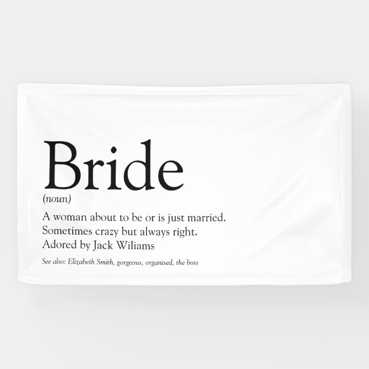 Bride Definition, Bridal Shower, Wedding Banner Zazzle
