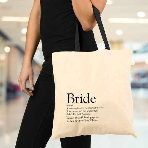 Bride Definition Bridal Shower Wedding Tote Bag