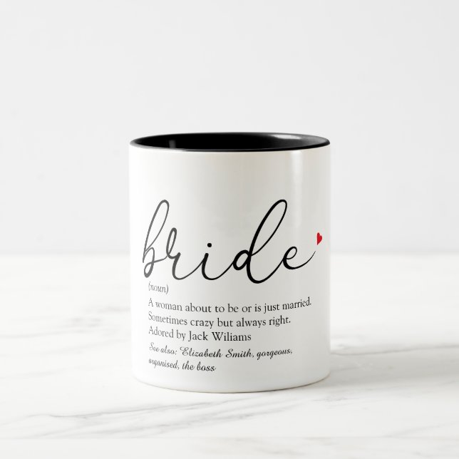 Bride Definition, Bridal Shower, Wedding Two-Tone Coffee Mug (Center)
