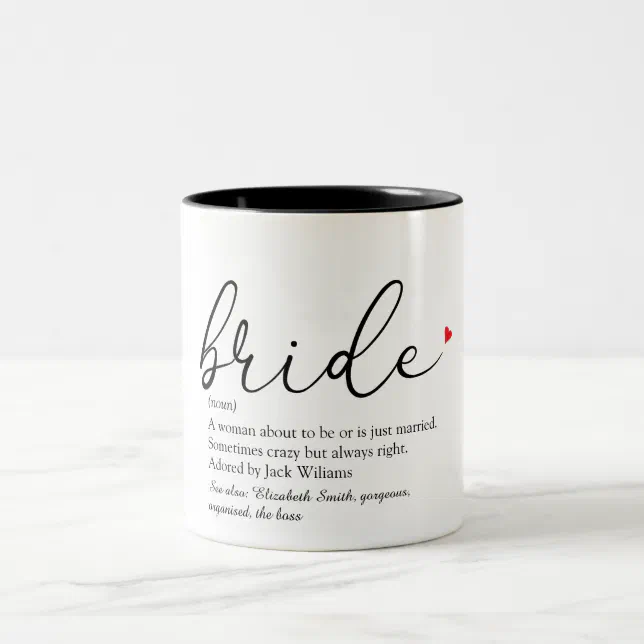 Bride Definition, Bridal Shower, Wedding TwoTone Coffee Mug Zazzle