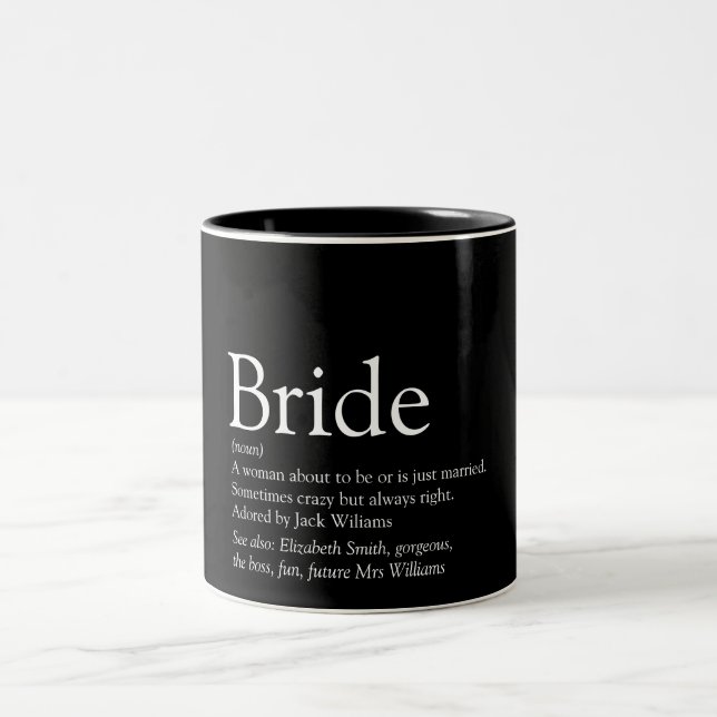 Bride Definition, Bridal Shower, Wedding Two-Tone Coffee Mug (Center)