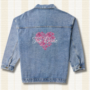 Bride Denim Floral Heart Wedding Honeymoon Jacket