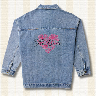 Bride Denim Floral Heart Wedding Honeymoon Jacket
