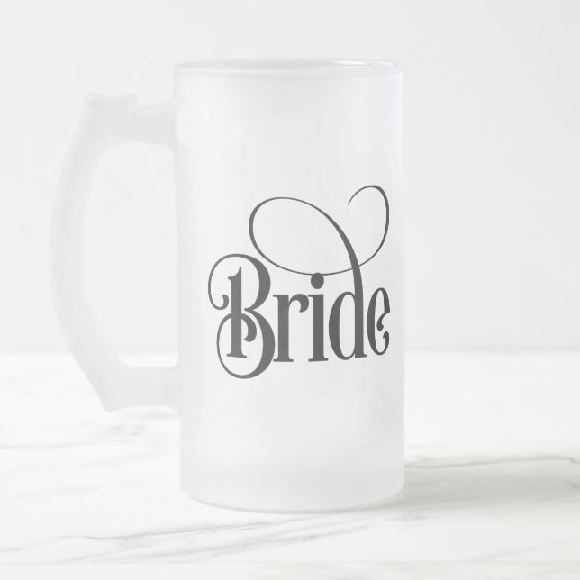 Bride (design 3) Frosted Glass Beer Mug (Left)