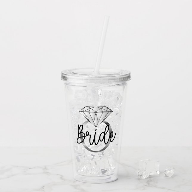 Bride Diamond Engagement Ring Silver Acrylic Tumbler (Back Ice)