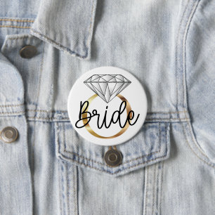 Bride Diamond Gold Engagement Ring Button