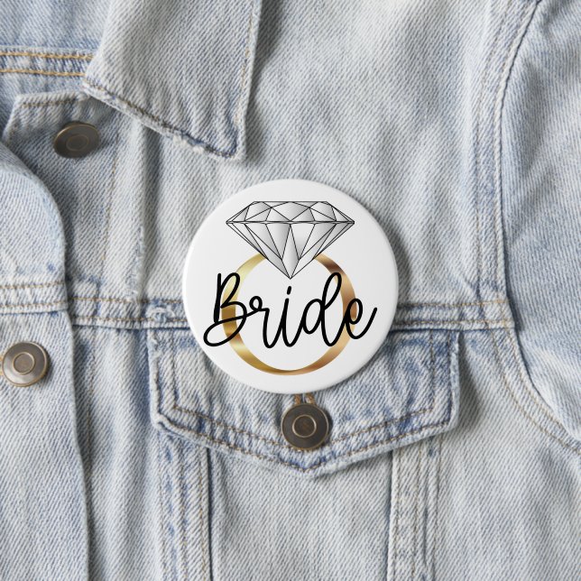 Bride Diamond Gold Engagement Ring Button (In Situ)