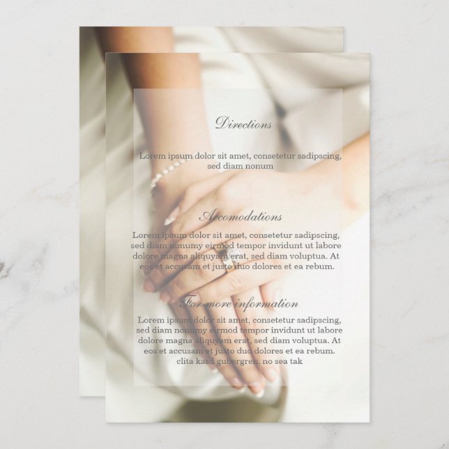 Bride Diamond Ring Wedding Direction Invitation (Front/Back)