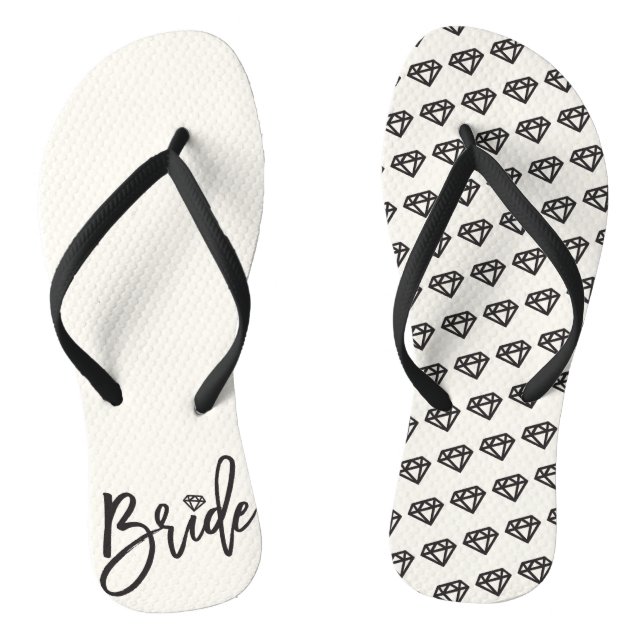 Bride Diamonds Bridal Party Wedding Flip Flops (Footbed)