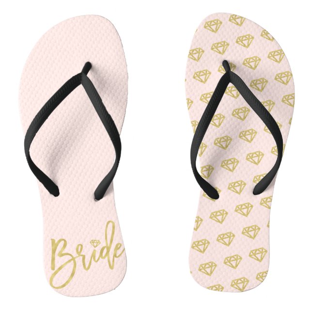 Bride Diamonds Bridal Party Wedding Flip Flops (Footbed)