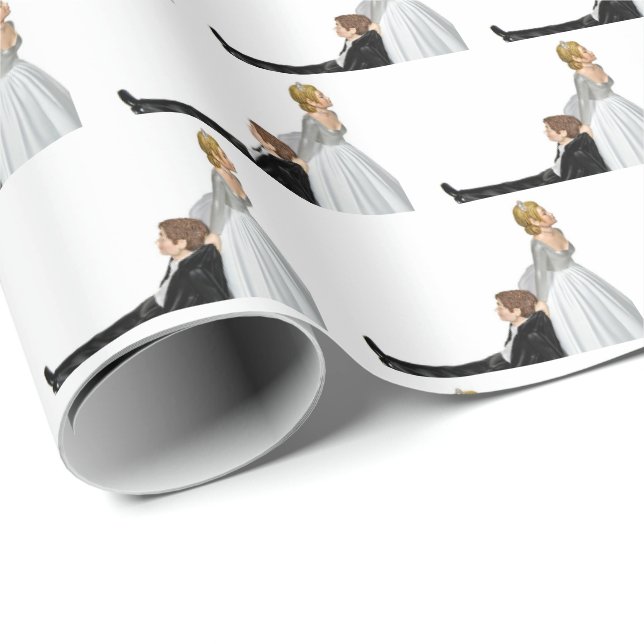 bride dragging groom wrapping paper (Roll Corner)