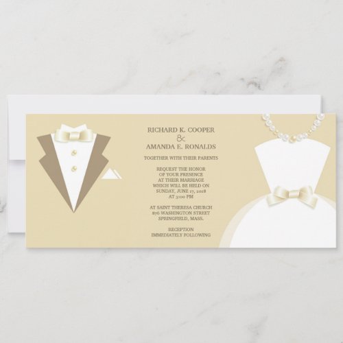 Bride Dress and Groom Tuxedo Wedding Invitation