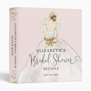Bride Dress Floral Welcome Bridal Shower Recipe 3 Ring Binder