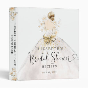 Bride Dress Floral Welcome Bridal Shower Recipe 3 Ring Binder