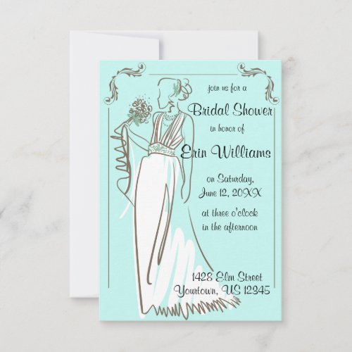 Bride Dress Sketch Bridal Shower Invitation