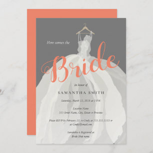 Bride dress wedding shower invitation