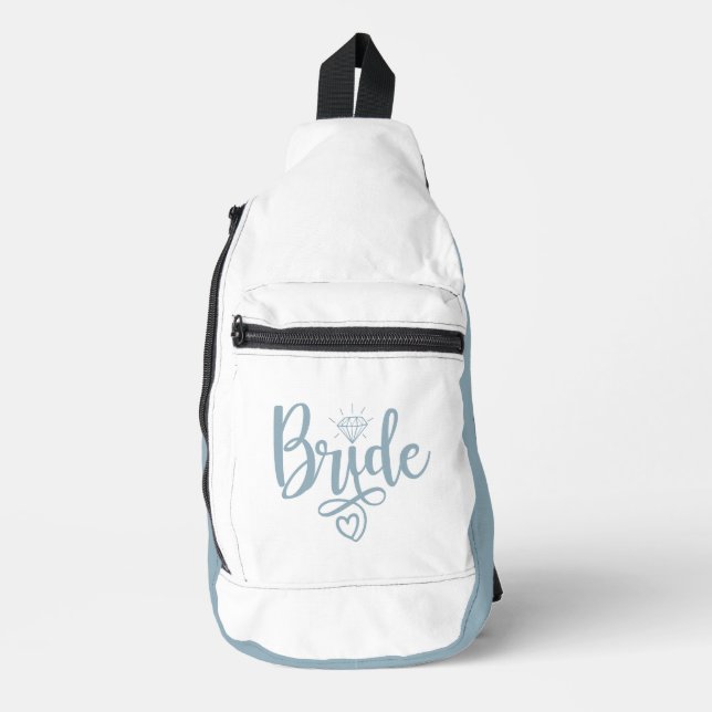 BRIDE Dusty Blue White  Sling Bag (Front)