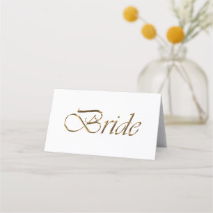 Bride Elegant gold script Reserved Wedding table Place Card