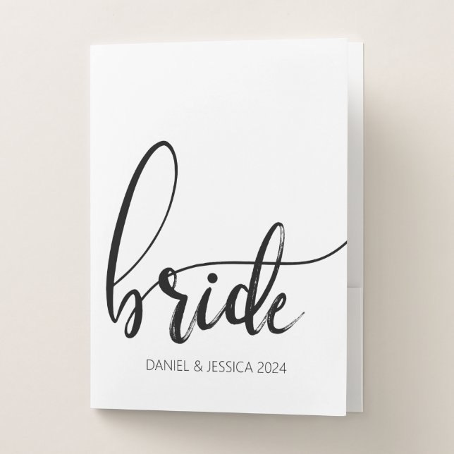 Bride Elegant Minimalist Wedding Pocket Folder (Front)