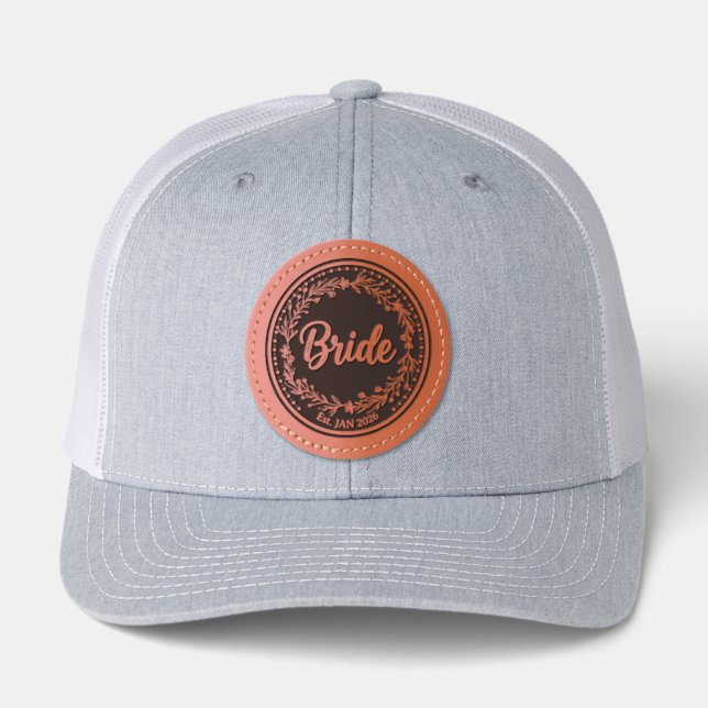 Bride Elegant Script Custom Leather Patch Hat (Front)