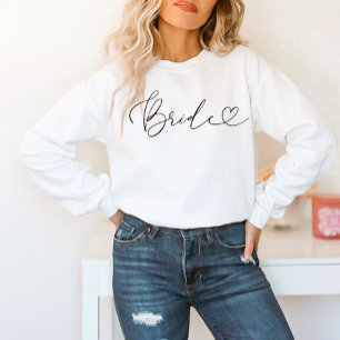 Bride Elegant Script with Trendy Heart Sweatshirt