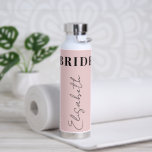 Bride elegant typography name script personalized water bottle<br><div class="desc">Elegant chic light pink and black bridal shower team bride water bottle personalized with custom name in chic signature style calligraphy script.      Please note that the color can be changed to match your wedding color palette.</div>