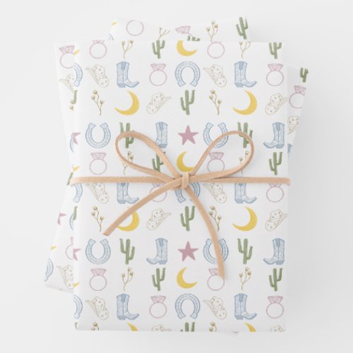 Bride Em Cowgirl Southwestern Wedding Wrapping Paper Sheets