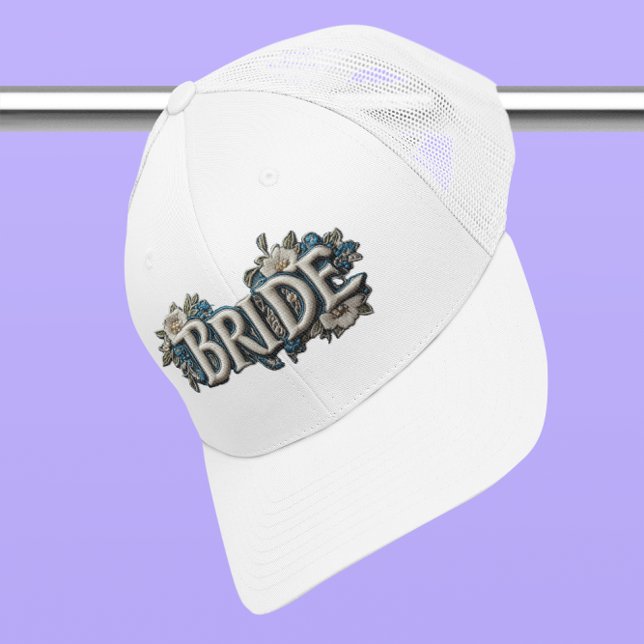 Bride Embroidered Faux Floral Patch Trucker Hat (Creator Uploaded)