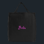 Bride Embroidery Tote Bag<br><div class="desc">Perfect for the bride. Makes a great bridal shower gift. Add brides name for a personal touch.</div>
