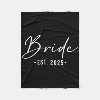 Bride Est. 2025 Matching Getting Ready Bride Groom Fleece Blanket