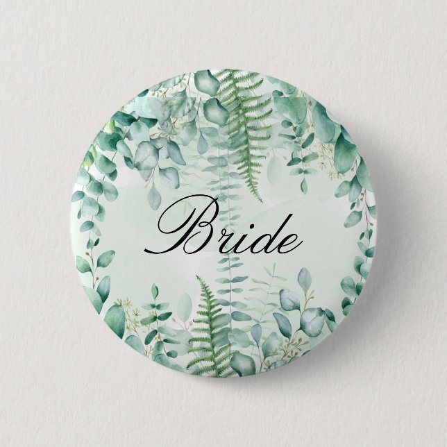 Bride eucalyptus greenery woodland forest button (Front)