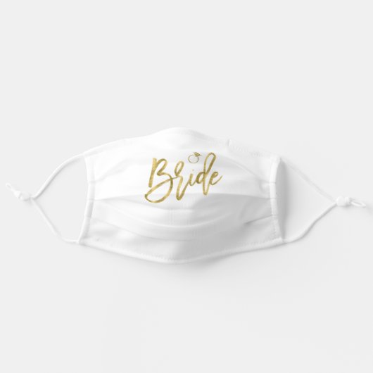 Bride Face Mask Faux Gold With Ring (Front, Unfolded)