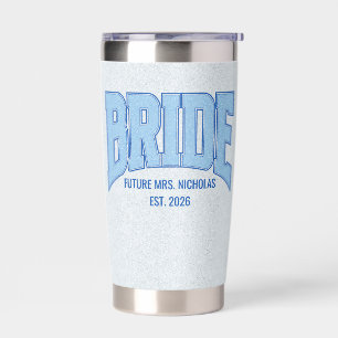 BRIDE Faux Glitter Varsity Engagement Bridal Insulated Tumbler