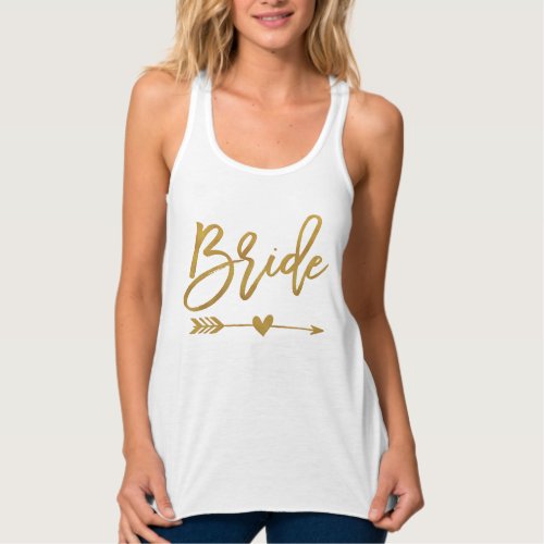 Bride faux gold foil arrow and heart bridesmaid tank top