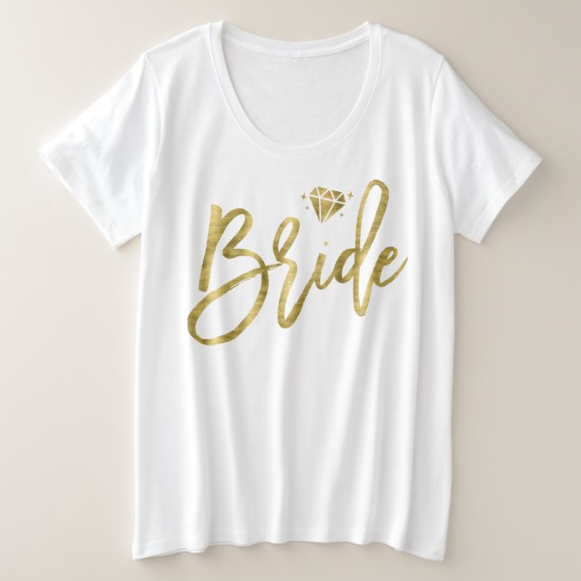 Bride Faux Gold Foil Plus-Size T-Shirt Brilliant (Design Front)