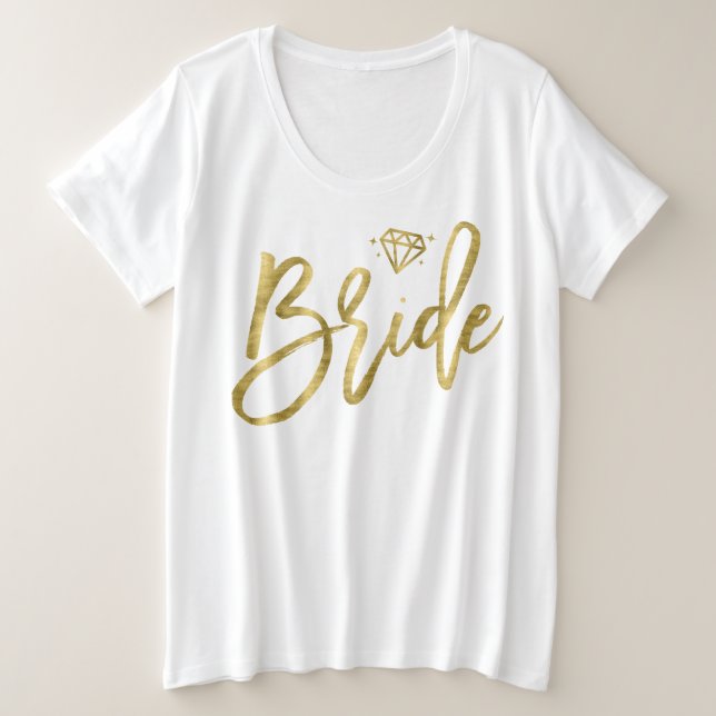Bride Faux Gold Foil Plus-Size T-Shirt Diamond (Design Front)