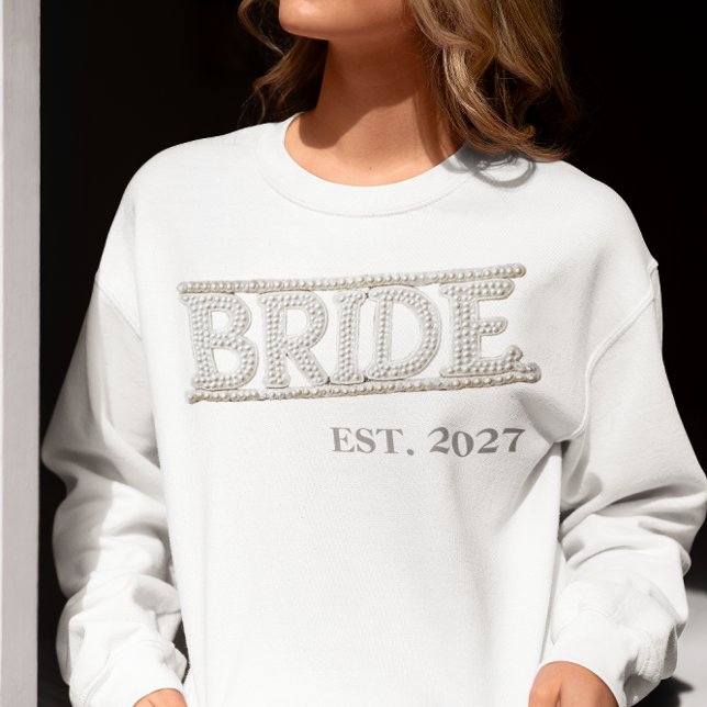 Bride Faux Pearl Embroidered Patch Sweatshirt (Creator Uploaded)