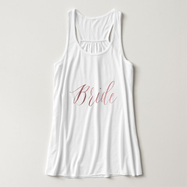 Bride/Faux Rose Gold/Modern Brush Script Tank Top (Design Front)