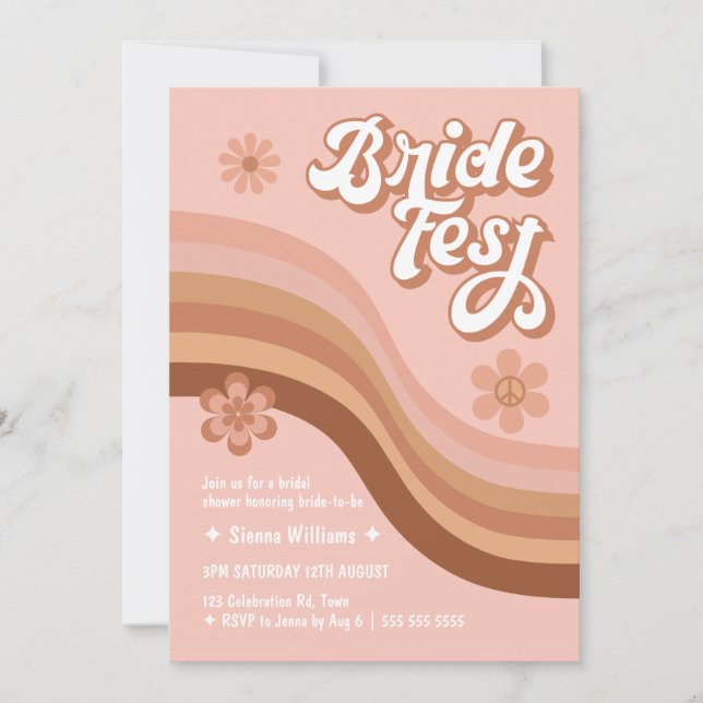 Bride Fest Groovy Retro Daisy Bridal Shower Invitation (Front)