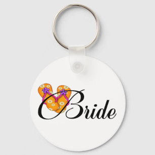 Bride Flip Flop Orange Keychain