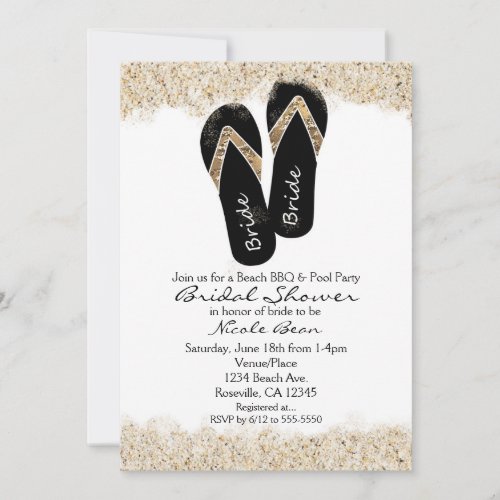 Bride Flip Flop Sandals Summer Beach Bridal Shower Invitation
